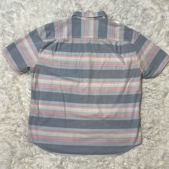 Tommy Bahama Shirt 100% Cotton Stripe Pink Blue Short Sleeve Hawaiian Camp Fishi - Picture 8 of 8